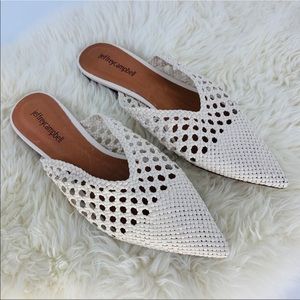 Jeffrey Campbell Leno White Woven Pointed Mule Ballet Flats